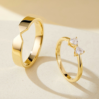Noeud de nœud personnalisé flèche Design Au750 couleur rose coupe coeur Moissanite diamant pur or 14 carats 18 carats ensemble de bagues de mariage femmes homme