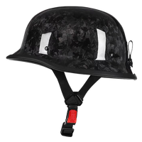 Casque demi-coque rétro en fibre de carbone - Casque de moto respirant et léger