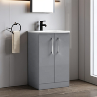 Meuble de rangement de chambre à coucher moderne et luxueux avec vasque et armoire latérale, finition laquée