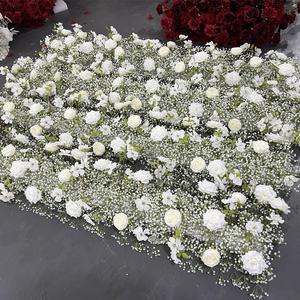 M-FR139 Nuevos diseños de camino de mesa para bodas con flores, camino de mesa con flores blancas, camino de mesa con rosas de seda para decoración de bodas - Product Image 5