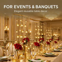 Candélabre moderne en métal doré de 90 cm, support de fleurs, centre de table pour mariage, décoration de fête avec coupes en verre