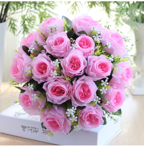 Ramo de Flores Artificiales, 18 Cabezas de Rosas de Plástico con Tallos, Flores Artificiales para Ramos de Novia, Centro de Mesa para Bodas - Product Image 5