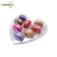 Barquette de présentation en plastique PET transparent en forme de cœur à 8 cavités pour macarons, biscuits, baklavas et autres friandises