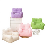 Canapé paresseux mignon au design de dessin animé en tissu velours côtelé, chaise de lecture pour enfants de maternelle, petit canapé compressé, canapé de salon