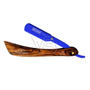 Maquinilla de afeitar recta desechable de acero inoxidable Shavette con mango de madera-Cuchillas no incluidas - Product Image 1