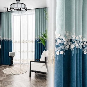 <span class=keywords><strong>Tende</strong></span> Oscuranti <span class=keywords><strong>Blu</strong></span> Chiaro con Ricami di Perle, Bellissime <span class=keywords><strong>Tende</strong></span> per il <span class=keywords><strong>Soggiorno</strong></span> dal Fornitore Cinese 2025 - Product Image 1