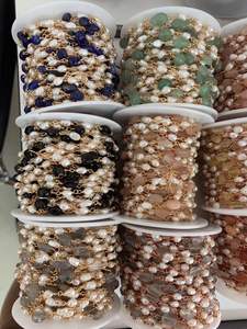 LS-A2662 Multi pietra preziosa e della perla del <span class=keywords><strong>rosario</strong></span> di perle a catena della catena del <span class=keywords><strong>rosario</strong></span> per DIY del braccialetto della collana monili che fanno accessorio - Product Image 2