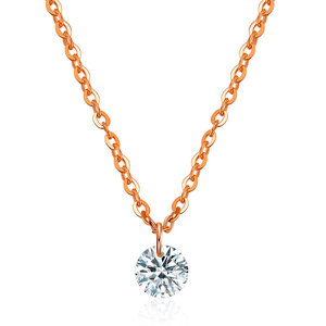 Collar con Colgante de Diamante, Corte Brillante Redondo de 6MM, Cadena de Acero Dorado, Oro Rosa, Cadena para Clavícula, Joyería para Mujer de Uso Diario - Product Image 5