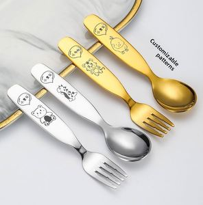 Ensemble portable pour enfants en acier inoxydable 304, cuillère et fourchette pour bébé, avec boîte de rangement, finition poli miroir, design mignon, pour la rentrée scolaire - Product Image 3