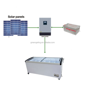 Cơ khí kiểm soát nhiệt độ năng lượng mặt trời tủ lạnh tủ đông với bảng điều khiển năng lượng Tủ đông cử<span class=keywords><strong>a</strong></span> kính bán Pin tiết kiệm năng lượng - Product Image 4