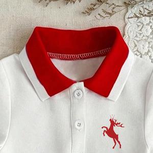 <span class=keywords><strong>Robe</strong></span> classique pour petites filles, blanche, à manches longues, col polo rouge, imprimé dessin animé, plissée, tenue décontractée pour l'école, personnalisable - Product Image 4