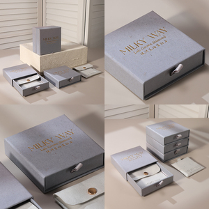 Boîte à bijoux rectangulaire simple faite à la main avec papier artistique et fermeture magnétique pour l'emballage de cadeaux de bijoux - Product Image 2