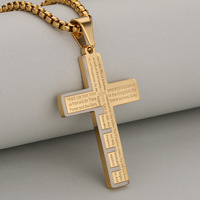 Classique en acier inoxydable chrétien Bible croix pendentif hommes femmes catholique prière foi bijoux haut cadeau pour collier chrétien