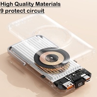 Soporte Magnético Inalámbrico Universal 4 en 1 con Carga Rápida PD de 20w, Batería Externa Delgada de 20000mah para iPhone 15 Pro, Transparente, con la Mejor Tecnología