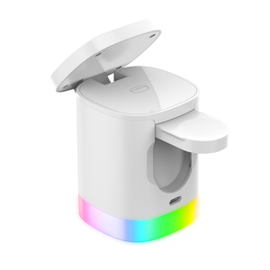 <span class=keywords><strong>Cargador</strong></span> Inalámbrico <span class=keywords><strong>Magnético</strong></span> 3 en 1 PD, Estación de Carga Plegable con Luz Ambiental LED para IWatch, Auriculares y Teléfono (Salida 5V/1A) - Product Image 5