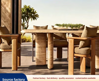 Tables et chaises d'extérieur nordiques en teck massif, ensemble de jardin résistant à l'eau et au soleil, meubles de balcon