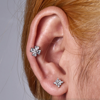 Clous d'oreille en titane ASTM-F136 à dos plat, forme marquise, filetage interne, pour cartilage, bijoux fins, piercing labret