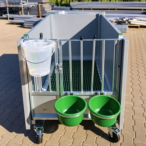 Ensemble de niche pour veau facile à nettoyer, comprenant une porte et des portes grillagées pour la ventilation - Product Image 5