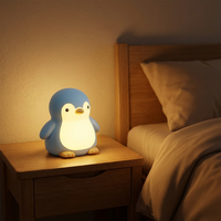 Veilleuse LED USB rechargeable en silicone en forme de pingouin mignon avec contrôle tactile, compagnon de chevet chaleureux pour la maison et la chambre à coucher