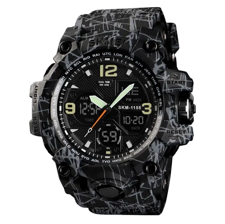 2020 Best Selling Skmei Watch 1155B Sports LCD Digital Watch For Man Electronic Waterproof Sport Plastic Digital Wristwatch