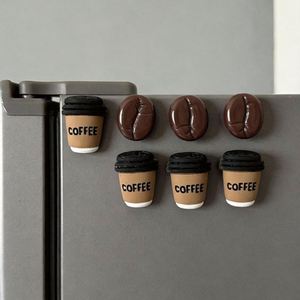 Autocollant en résine personnalisé en forme de café, aimant décoratif pour réfrigérateur avec support magnétique puissant pour la décoration de la maison - Product Image 1