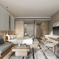 Ensemble de meubles de chambre à coucher de luxe en bois, taille king, meubles d'hôtel commerciaux, ensemble de salle à manger 5 étoiles, services de design d'intérieur