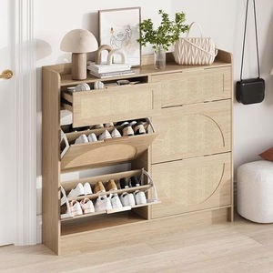 <span class=keywords><strong>Meuble</strong></span> à chaussures moderne en bois, design minimaliste conique, étanche et durable, avec quatre portes et tiroirs, pour l'entrée de la maison - Product Image 2