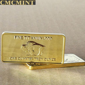 Özelleştirilmiş altın Bar 1/4 Oz 999 ince altın kaplama titanyum Buffalo Bar külçe titanyum meydan paraları - Product Image 4