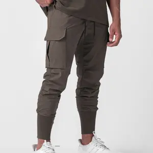 95% polyester 5% spandex light weight track pants narrow ankle multi pocket cargo pants for men
