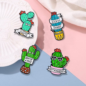Custom Sharp Prick Cactus Enamel Pin Hug Me Brooch Alloy Accessory Backpack <b>Hat</b> Decor Creative Student Gift Trendy Quote Badge - Product Image 3