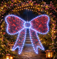 Décoration murale en forme d'arc en métal éclairé par LED, arc rouge et blanc de Noël, lumière, décoration intérieure/extérieure, fête de Noël