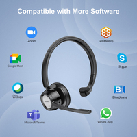 Auriculares Inalámbricos de Oficina, Auriculares Supraaurales para Teams, Skype, Zoom, Webinars, Call Center, Oficina en Casa, Online