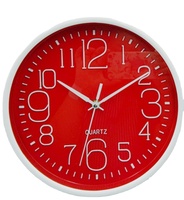 10 pouces de cadre de peinture et 3D nombre dorure à piles en plastique rond mouvement à quartz horloge murale