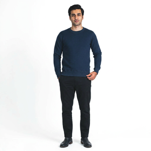 Sweat-shirts à capuche personnalisés OEM, sweat-shirts décontractés, col rond, manches longues, taille plus, tricotés, 100% coton, pull noir pour homme - Product Image 1