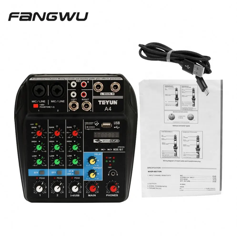 Harga Pabrik Grosir Konsol Audio Mixer Mini Saluran dengan BT