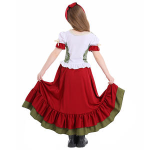 <span class=keywords><strong>Disfraz</strong></span> de <span class=keywords><strong>Halloween</strong></span> de comercio exterior para <span class=keywords><strong>Amazon</strong></span> para niñas, Oktoberfest de granja para niños, vestido de baile rojo vino largo dividido, personaje de eco - Product Image 4
