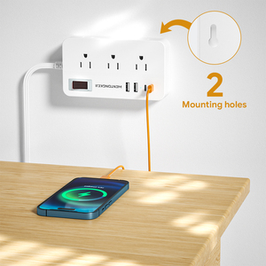 Protector de Sobretensión con Enchufe Angular, 6 Tomas de Corriente, 4 Puertos USB, 15A, 1875W, para Uso Doméstico, Carga Rápida, con Empaque Personalizable con Logotipo - Product Image 3