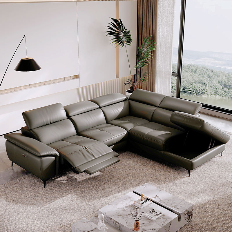 Luxury Electric Recliner Sofa L Shape Sofa With Storage Living