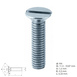 Vite in Metallo Zincato con Testa Svasata e Scanalata M06x30 mm. DIN963 - Product Image 1