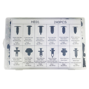 HE01 Automotive Plastic Expansion Clips 240Pcs Black <b>Nylon</b> <b>Screw</b> Retainers For Fender Trunk Repair - Product Image 1