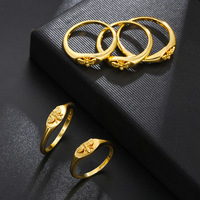 Bijoux personnalisés à la mode 18K, bague en laiton jaune or, mini signet, reine miel abeille