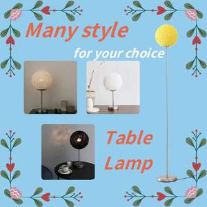 Lampe sur pied moderne contemporaine de style chinois <span class=keywords><strong>abat</strong></span>-<span class=keywords><strong>jour</strong></span> en rotin avec cordon en coton LED décoration intérieure sol Lamp-E26/E27 Base - Product Image 4