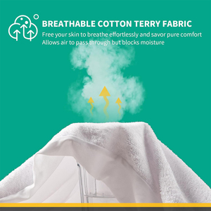 Funda de colchón impermeable de fábrica para dormitorio, para bebés, lisa, suave, hipoalergénica, de rizo, tamaño Queen, ajustable - Sin vinilo - Product Image 3