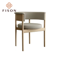 Chaises de salle à manger modernes en bois nordique avec tissu en lin, pour hôtels, cafés, restaurants, chaises en bois massif à accoudoirs ronds