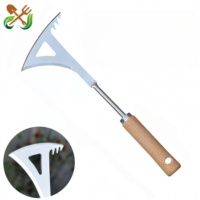 Herramienta para desherbar artefactos en forma de L, espátula de acero inoxidable para remover malas hierbas de grietas con mango de madera