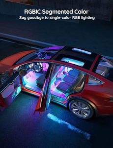 Smart <span class=keywords><strong>RGBIC</strong></span> 2 líneas Interior Car Atmosphere <span class=keywords><strong>LED</strong></span> Strip Lights Diseño moderno con lámpara ambiental de cuerpo de plástico para Interior de coche - Product Image 2