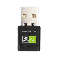 Adaptor USB 600 nirkabel 2.0 Mbps, Dongle WiFi Dual Band 2.4G & 5Ghz