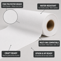 [Se Vende por Rollo] Lienzo de Poliéster Semibrillante Resistente al Agua de 280 g/m² para Impresión de Inyección de Tinta, Compatible con Impresoras Epson y HP Plotter