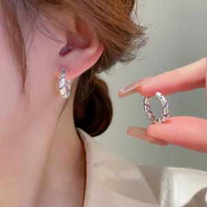 Exquisitos Pendientes de Plata de Ley S925 con Microincrustaciones de Cristales de Lavanda Esmerilados, Diseño de Broche - Product Image 3