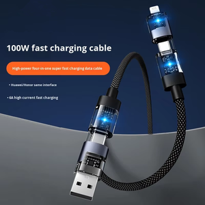 Cavo USB 3.1 Intrecciato in PVC Quattro-in-Uno 100W 5A <span class=keywords><strong>Ricarica</strong></span> Rapida PD Rame Puro Trasparente 1.2m per iPhone 17 - Product Image 4